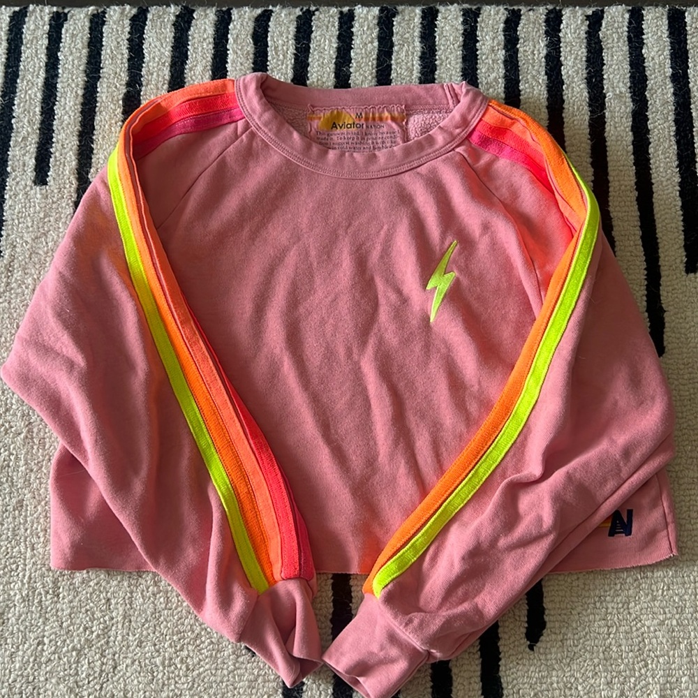 Aviator Nation Crewneck Cropped Bolt Sweatshirt